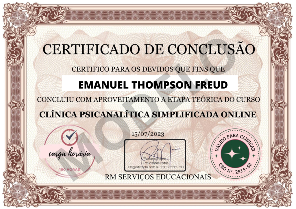 Certificado de Psicanálise Universo Self