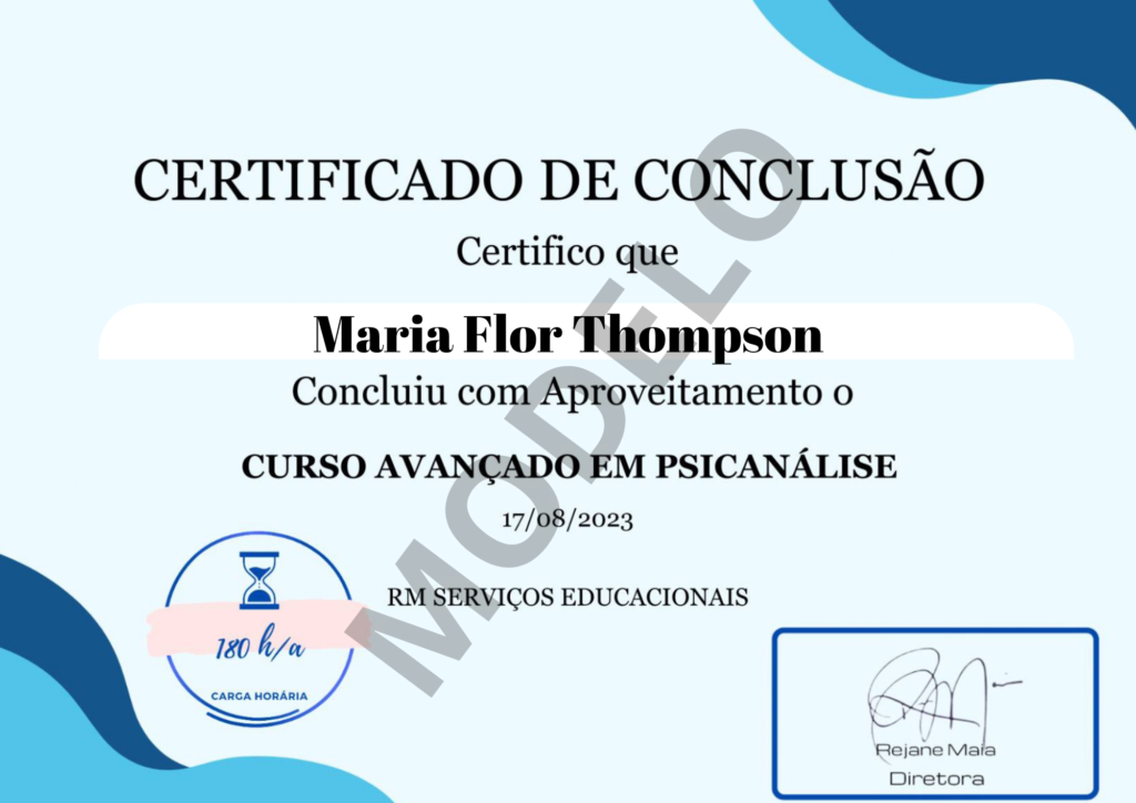 certificado curso avançado em psicanálise